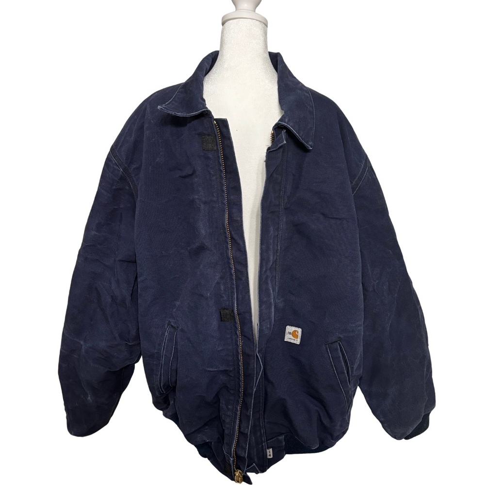 Carhartt Dark Blue Flame Resistant (FR) Workwear Jacket - Size XL Tall